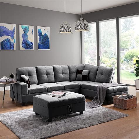 Buy Uniroi Light Grey Modern Large Sectional L Shaped Corner Couch