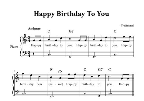 Happy Birthday To You Easy Piano In C With Lyrics Arr Yuri