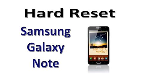 Hard Reset Samsung Galaxy Note Youtube