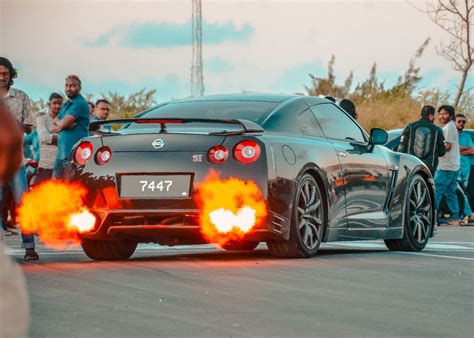 Nissan GTR Backfire Poster Picture Metal Print Paint By Aiden