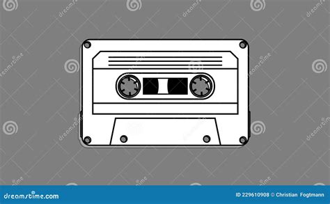 Playing Cassette Tape Animation Black White Seamless Loop Motion Graphics Stock Footage Video