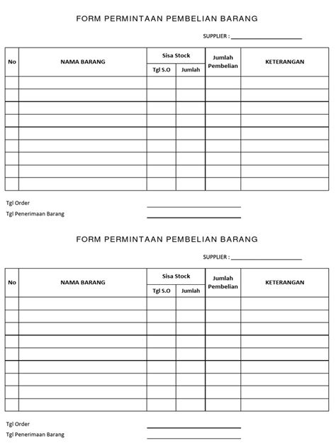 Form Permintaan Pembelian Barang Pdf