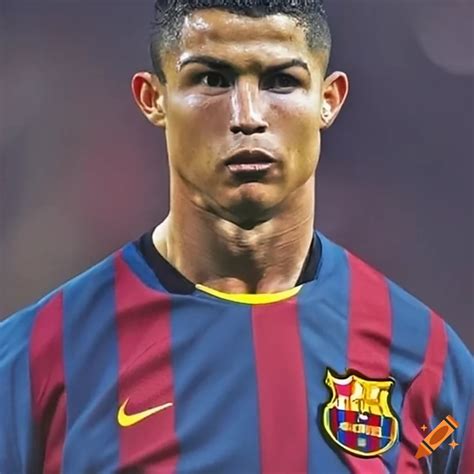 Ronaldo wearing an fc barcelona jersey on Craiyon