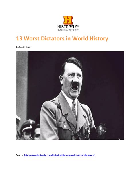 13 Worst Dictators In World History Pdf