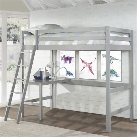 Hillsdale Caspian Wood Study Twin Loft Bed With Desk Gray Walmart