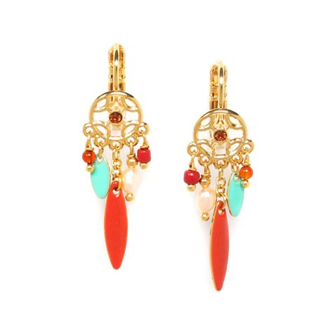 Boucles D Oreilles Franck Herval C Line Pampille Terracotta