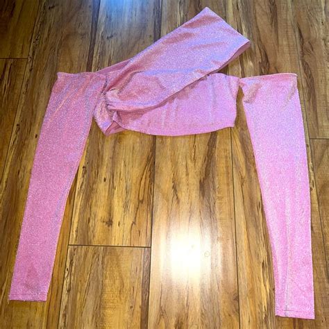 Naked Wardrobe Pink Shimmer Asymmetrical Crop Top Gem