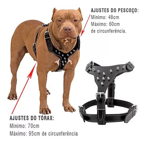 Coleira Para Cachorro Pitbull Rottweiler Peitoral De Couro Cor Marrom