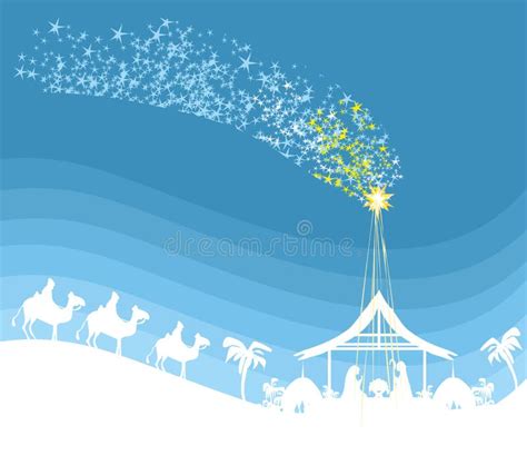 Biblical Scene Birth Of Jesus In Bethlehem Stock Vector