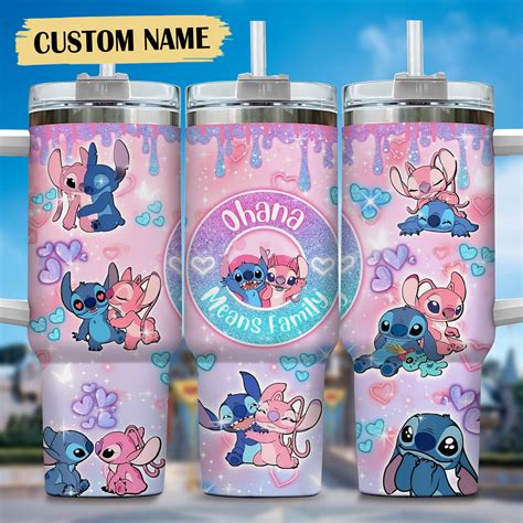 Lilo And Stitch Cartoon Custom Stanley Quencher 40oz Stainless Steel