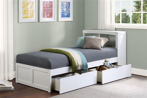 Galen White Twin Bookcase Bed with Storage Boxes - SET | B2053BCW-1 | B2053BCW-2 | B2053W-T ...