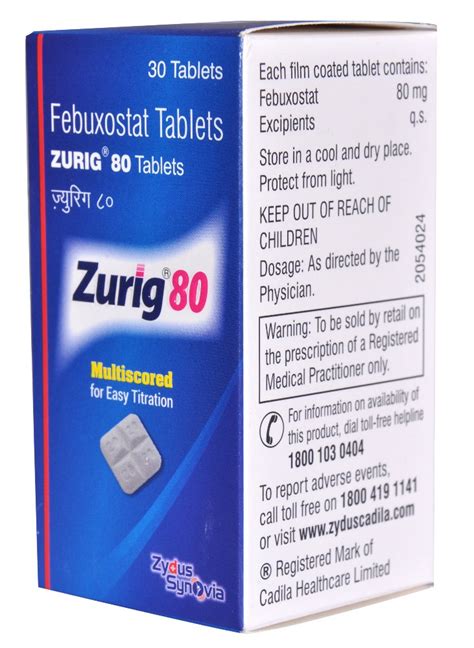 Zurig Febuxostat Tablets Treatment Gout Zydus At Best Price In New Delhi