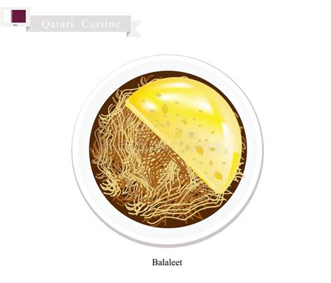 Balaleet Or Qatar Sweet Vermicelli And Eggs Stock Vector Illustration