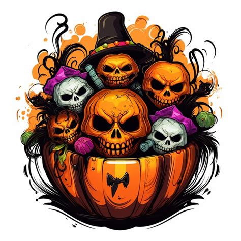 Premium Ai Image A Pumpkin With Skulls And A Skull On It