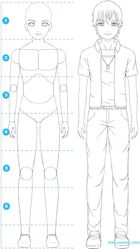 Como dibujar a un Hombre anime rostro y cuerpo Pasó a paso