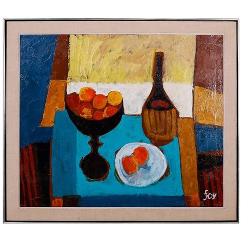 Mid Century Modernist Still Life Oil Painting On Canvas For Sale At 1stdibs