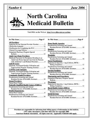 Nc Dma June Medicaid Bulletin Ncdhhs Fill And Sign Printable