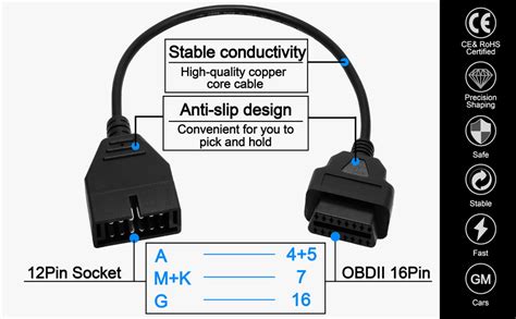 Goliton Obd2 To Obd1 Gm Adapter 12 Pins Socket To Obd2 16 Pins Diagnostic Tool