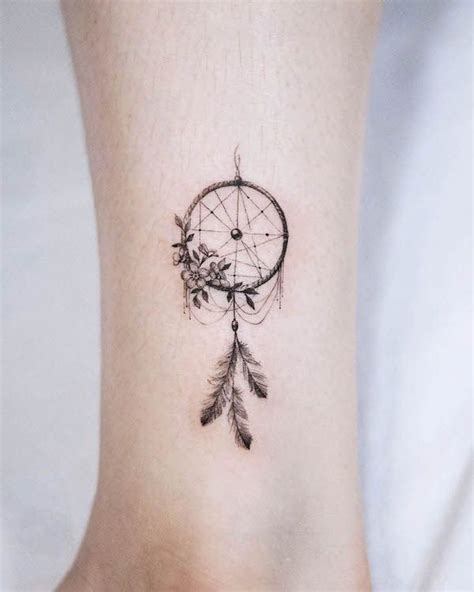 Small Dreamcatcher Ankle Tattoo By Handitrip Dream Catcher Tattoo