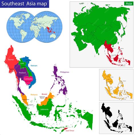 Premium Vector | Southeastern asia map