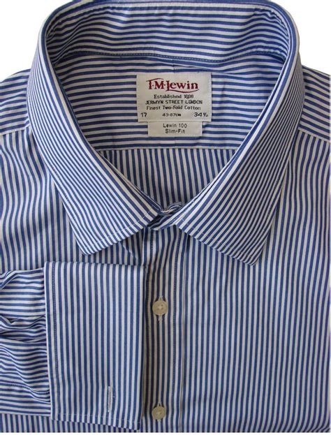 Tm Lewin Shirt Mens 17 L Blue And White Stripes Mens Shirts Tm Lewin