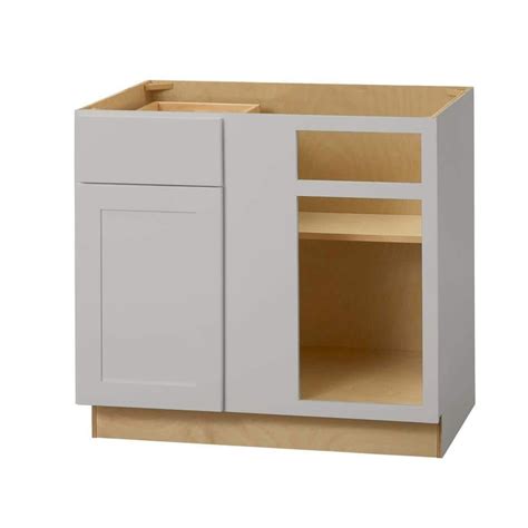 Hampton Bay Avondale Shaker Gray Quick Assemble Plywood 36 In Corner Base Cabinet 36 In W X 24