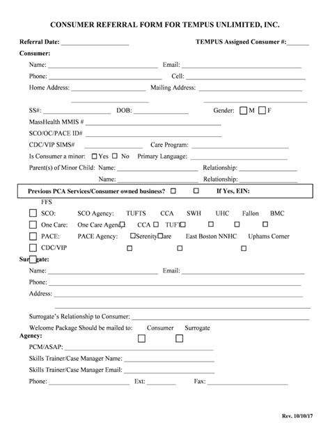 2017 MA Tempus Unlimited Consumer Referral Form Fill Online Printable