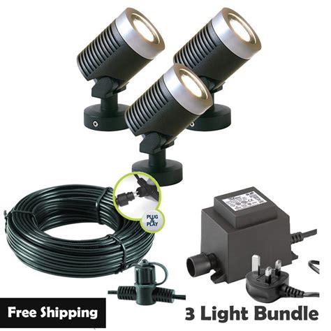 Techmar Arcus 12v Plug And Play Garden Spotlight Bundle 3 Light Kit