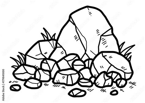 Rocks Cartoon Vector And Illustration Black And White Hand Drawn