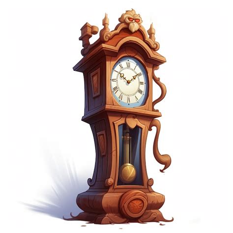 Premium Photo | Grandfather clock 2d cartoon illustraton on white ...