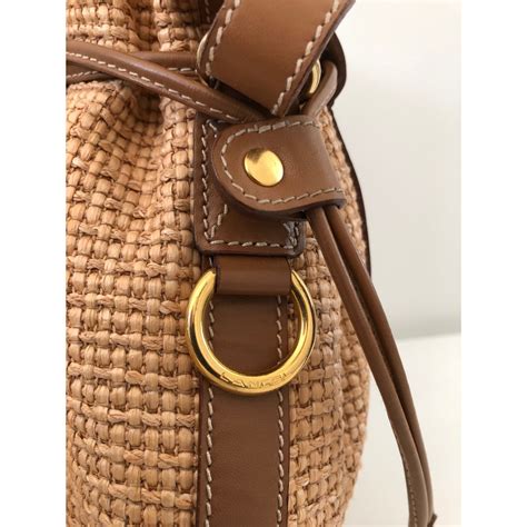 Sac Seau Lancel Elsa Pm Paille Et Cuir Beige Ref Joli Closet