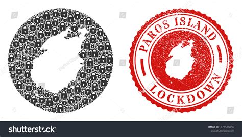 Vector Mosaic Paros Island Map Of Locks And Royalty Free Stock Vector