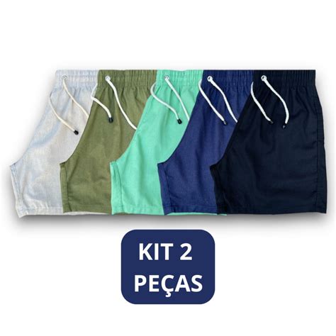 Kit Short De Linho Masculino B Sico Casual Mauricinho Premium