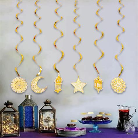 Ramadan Mubarak Party Hanging Ceiling Swirls Decoration Eid Mubarak