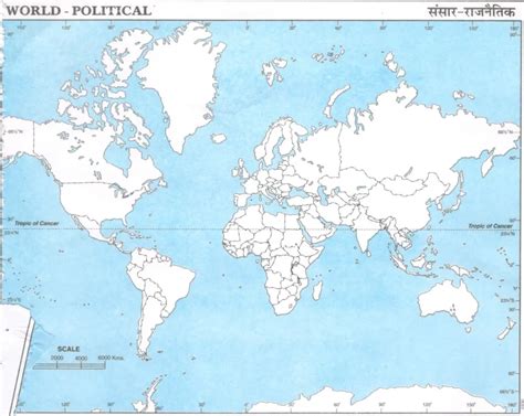 World Political Map Black And White A4 Size