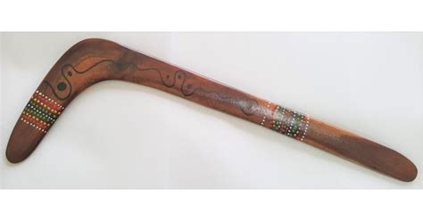 Coloured Hooked Aboriginal Hunting Boomerang