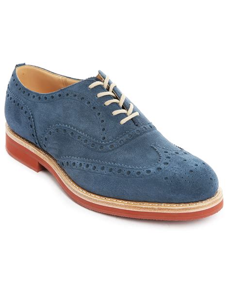 Church's Downtown Sky-blue Suede Floral Wingtip Brogues in Blue for Men ...