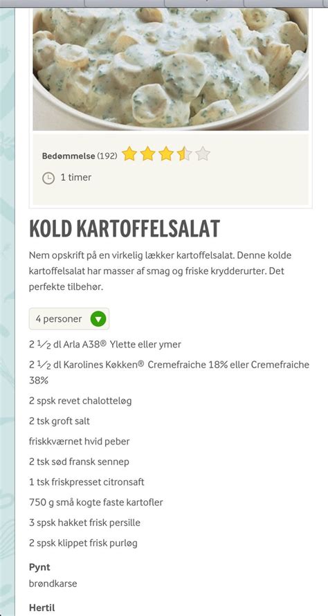 Kold kartoffelsalat fra Karolines Køkken tilføj små buketter af rå