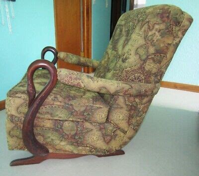 Antique Platform Rocker With Mahogany Swan Neck Gooseneck Arms Circa