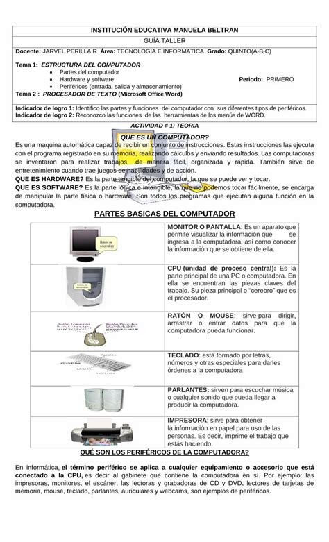 PDF PARTES BASICAS DEL COMPUTADOR DOKUMEN TIPS