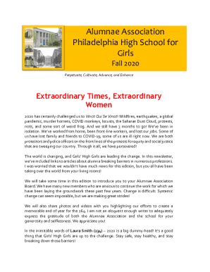 Fillable Online Alumnae Association Of The Philadelphia High School For