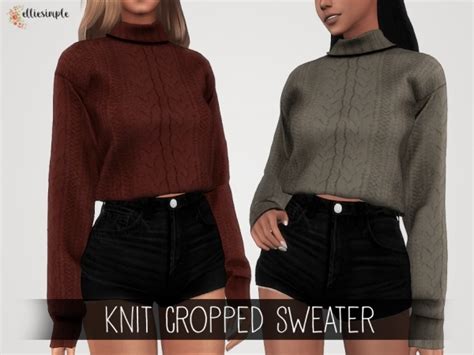 Elliesimple Knit Cropped Sweater The Sims 4 Download Simsdomination Sims 4 Clothing