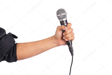 Male Hand Holding Microphone Stock Photo By ©naypong 54528399