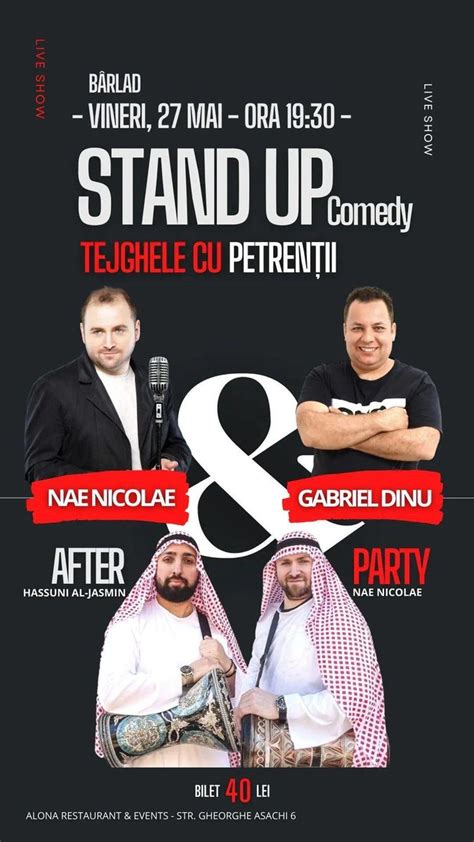 Bilete Bârlad Stand up comedy cu Nae Nicolae si Gabriel Dinu 27 mai