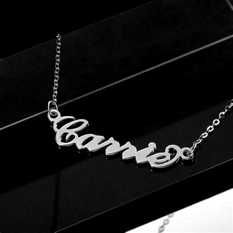 Personalized Carrie Name Necklace Solid White Gold