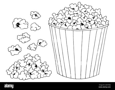 Palomitas de maíz gráfico blanco negro aislado conjunto ilustración