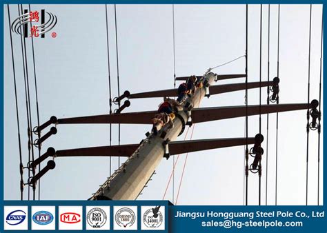 Steel Conical Hot Dip Galvanized Electrical Power Pole With Anchor Bolt Q345