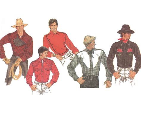 Mens Western Shirt Pattern Cowboy Or Cavalry Shirt Sewing Etsy