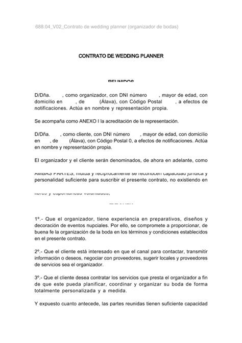 Contrato Para Evento De Boda