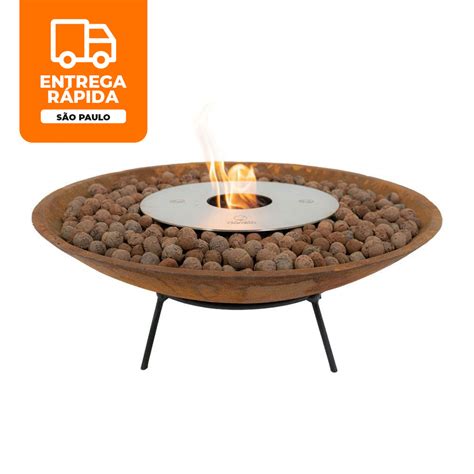 Tacho Corten 80cm Lareira Queimador a Álcool Eco Flame Garden